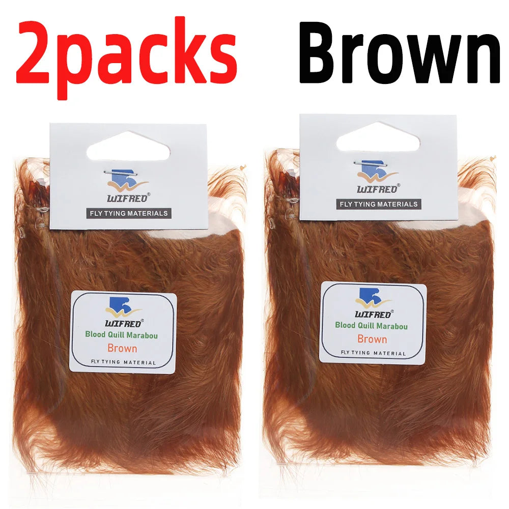 Wifreo 2packs Blood Quill Marabou Feather Fly Tying Materials for Fly Fishing Flies Woolly Bugger Streamer Fly Fishing Lures