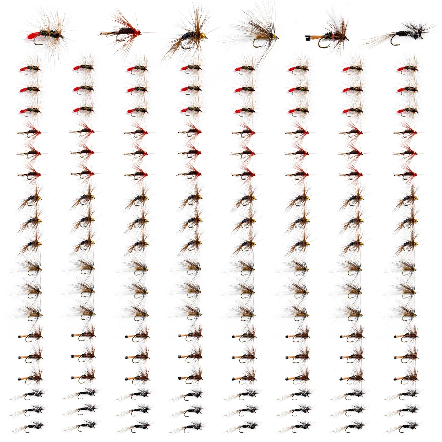 Goture Fly Fishing Flies Kit 25/48/96/150pcs Dry Flies Wet Bait Streamers Nymphs for Fly Fishing Trout Flies Fly Lure