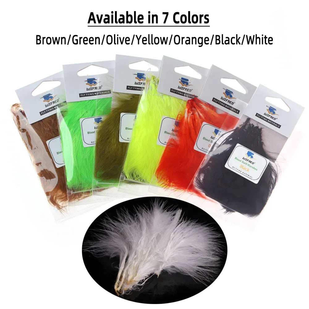 Wifreo 2packs Blood Quill Marabou Feather Fly Tying Materials for Fly Fishing Flies Woolly Bugger Streamer Fly Fishing Lures