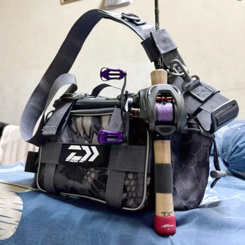 Lure Bag Fanny Pack for Fishing Backpack with Rod Holder Sling Shoulder Bag