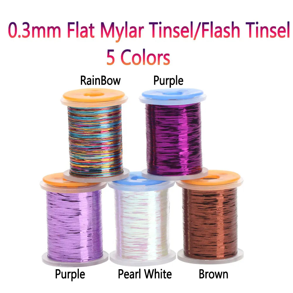 Bimoo 0.3mm /1mm Fly Tying Flat Mylar Tinsel Holographic Flash Tinsel Dry Wet Nymph Streamer Trout Fishing Fly Tying Material
