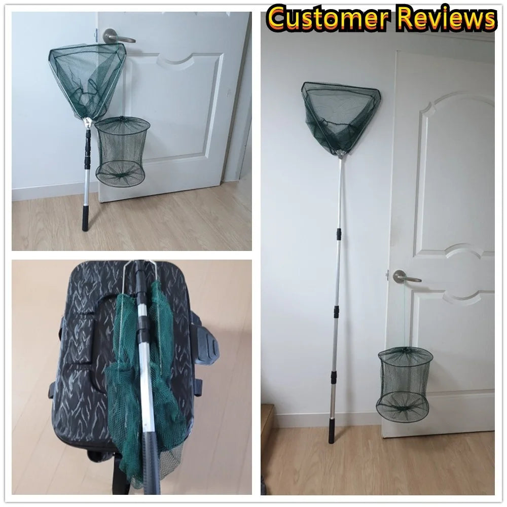 190cm/57cm Telescopic Landing Net Folding Fishing Pole Extending