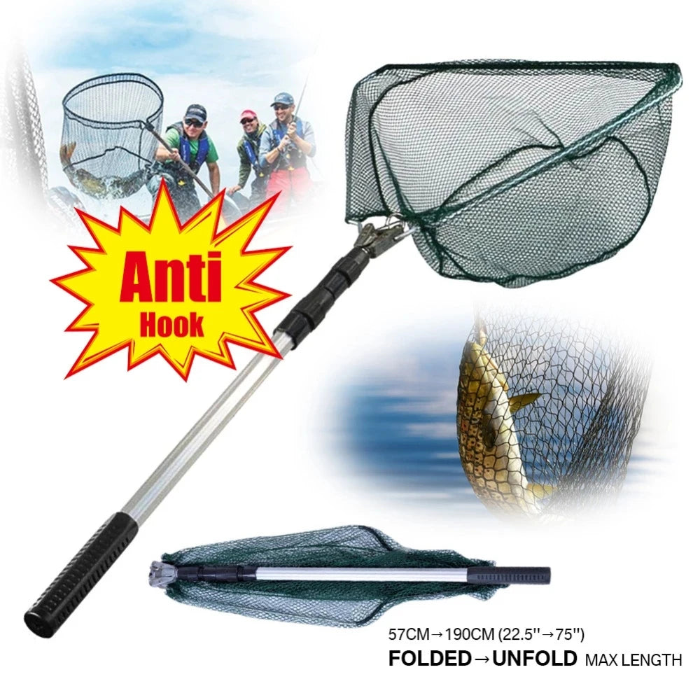 190cm/57cm Telescopic Landing Net Folding Fishing Pole Extending