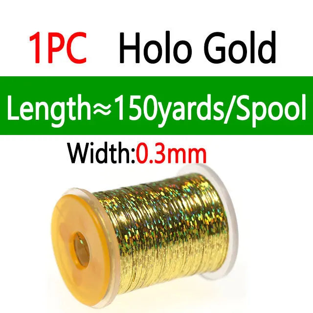Bimoo 0.3mm /1mm Fly Tying Flat Mylar Tinsel Holographic Flash Tinsel Dry Wet Nymph Streamer Trout Fishing Fly Tying Material
