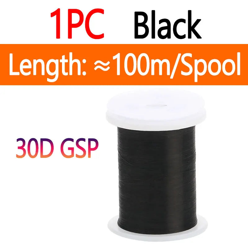 Bimoo 100m 30D GSP Fly Tying Polyethylene Floss Thread High Tensile Fly Tying Material For Small Flies Nymphs Trout Fishing Lure