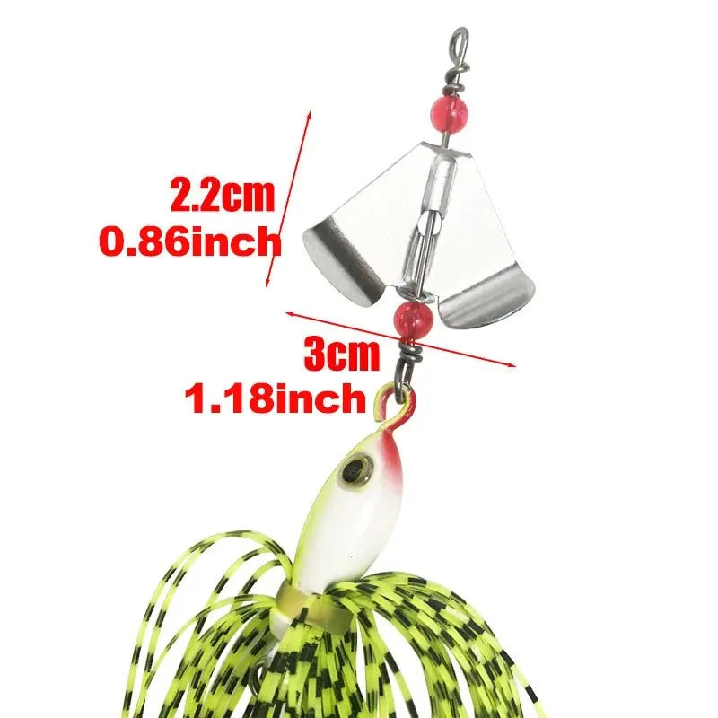 BURLE Spinner Bait Rubber Jigs 2 Blades Spoon Lead Head Pike Fishing Lure