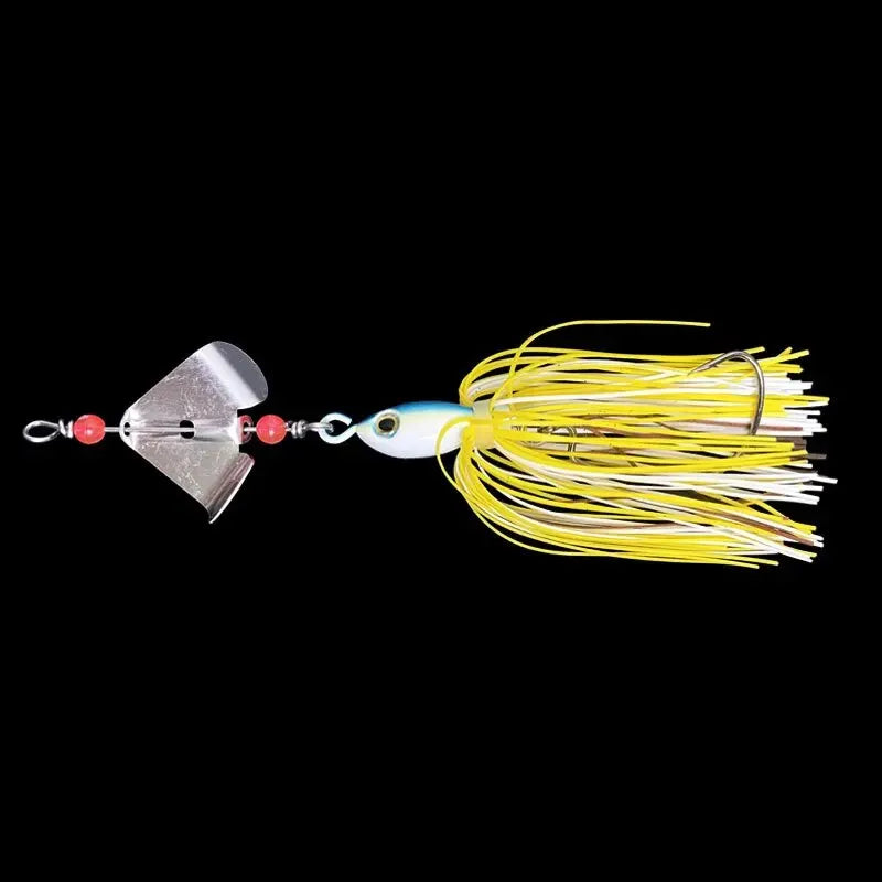 BURLE Spinner Bait Rubber Jigs 2 Blades Spoon Lead Head Pike Fishing Lure