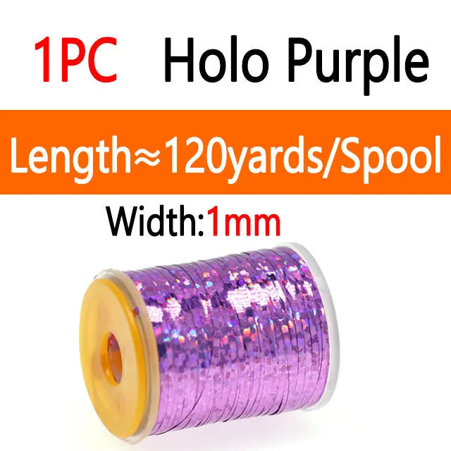 Bimoo 0.3mm /1mm Fly Tying Flat Mylar Tinsel Holographic Flash Tinsel Dry Wet Nymph Streamer Trout Fishing Fly Tying Material