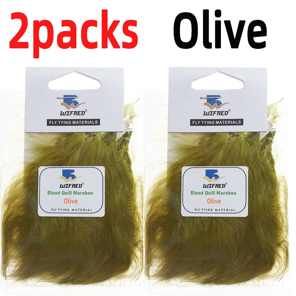 Wifreo 2packs Blood Quill Marabou Feather Fly Tying Materials for Fly Fishing Flies Woolly Bugger Streamer Fly Fishing Lures