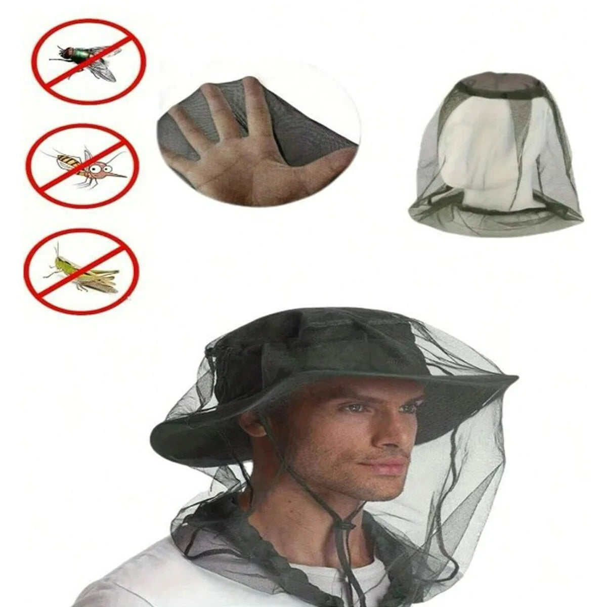 1pc mosquito net hat, insect-proof hat, fishing hat, mosquito-proof hat for Outdoor hiking field camping travel Hat 