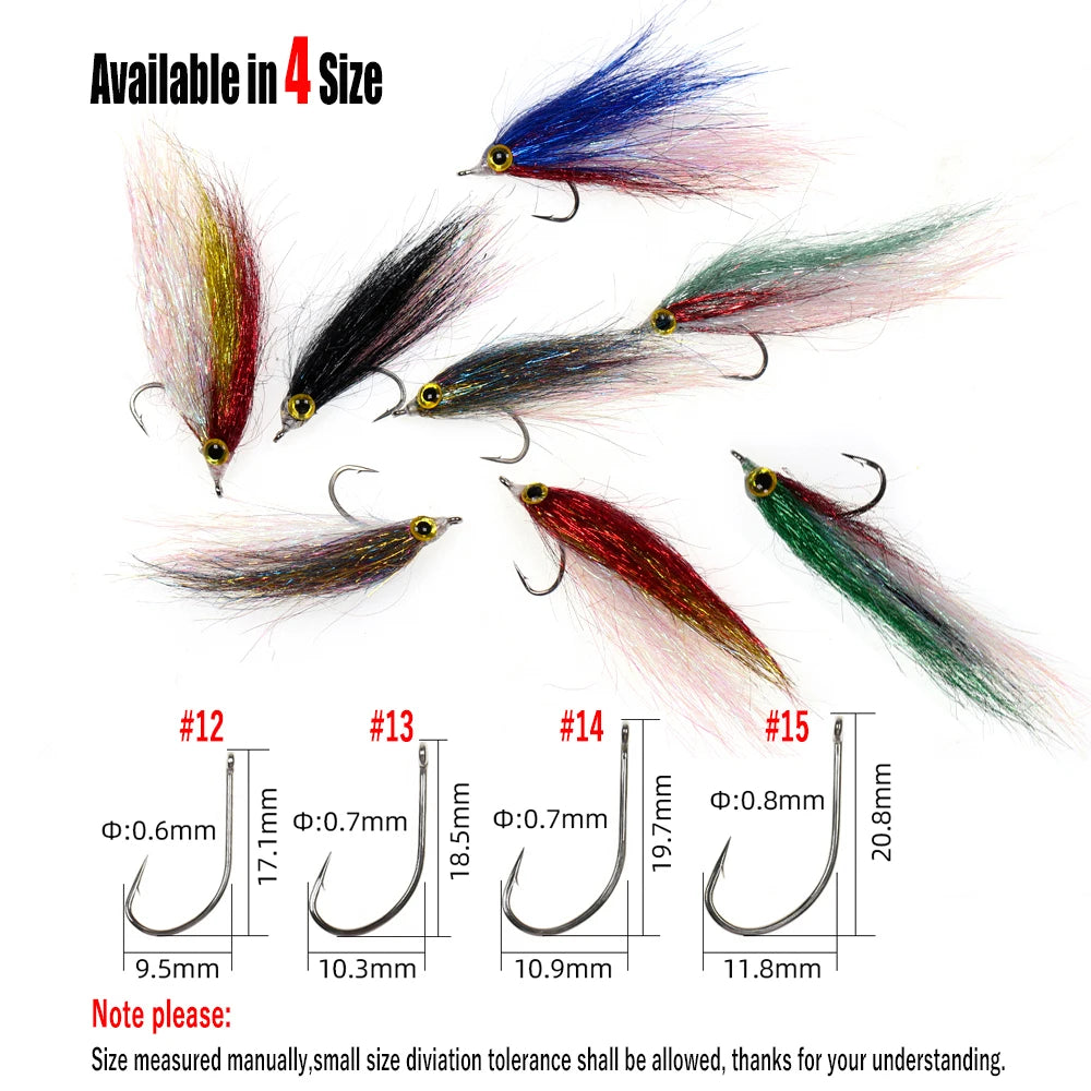 Wifreo 6pcs Wounded Ice Dub Minnow Fly Fishing Flies Realistic Baitfish Lures For Salmon Trout Sea Bass Steelhead