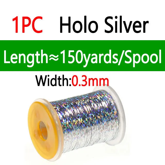 Bimoo 0.3mm /1mm Fly Tying Flat Mylar Tinsel Holographic Flash Tinsel Dry Wet Nymph Streamer Trout Fishing Fly Tying Material