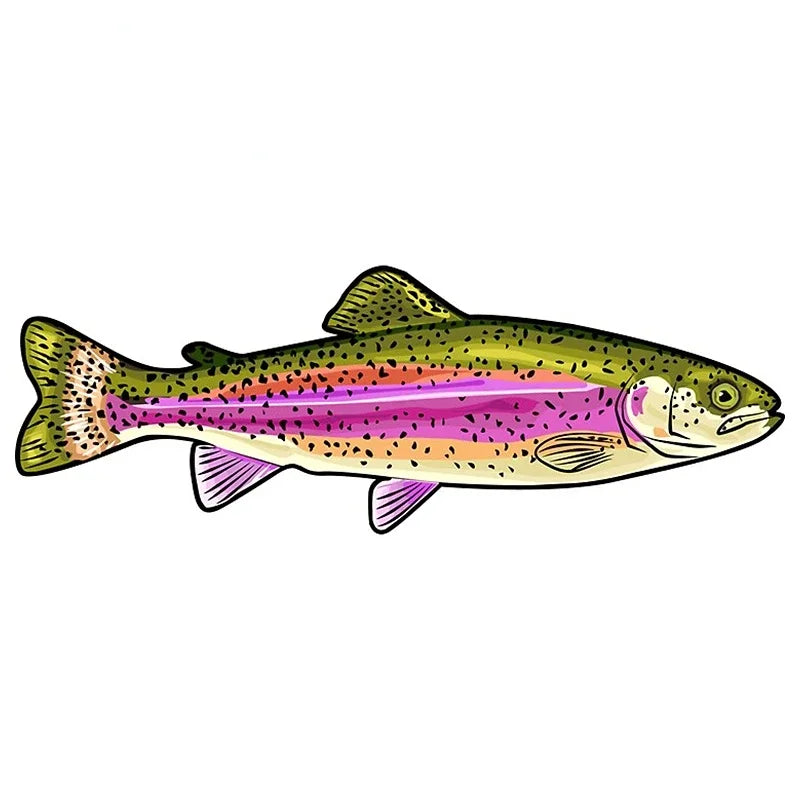 New Design Creative Cartoon Snake River Mountain Trout Sticker Bumper Grille Fishing Art Waterproof Car Sticker, 13cm