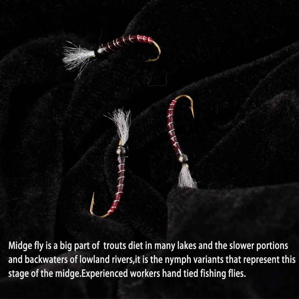 Epoxy Midges Nymph Flies Brass Bead Head Buzzer Midge Barbed Bronze Fly Hook Fly Fishing Trout Fishing Lure Baits Fishing Tackle