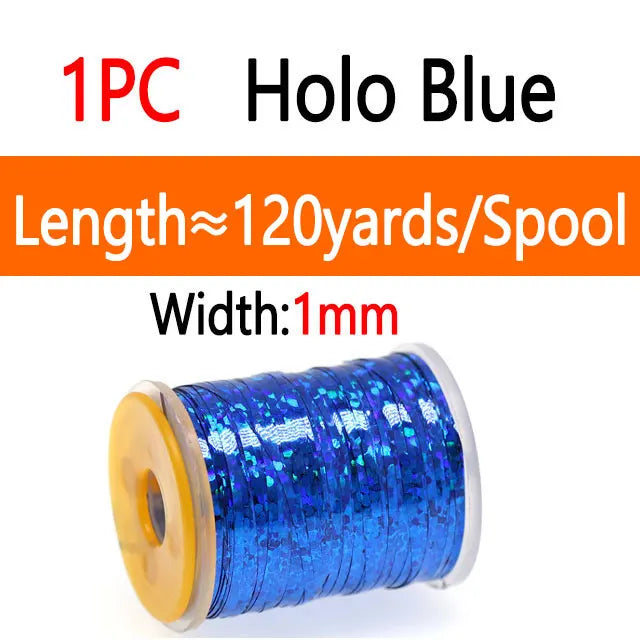 Bimoo 0.3mm /1mm Fly Tying Flat Mylar Tinsel Holographic Flash Tinsel Dry Wet Nymph Streamer Trout Fishing Fly Tying Material