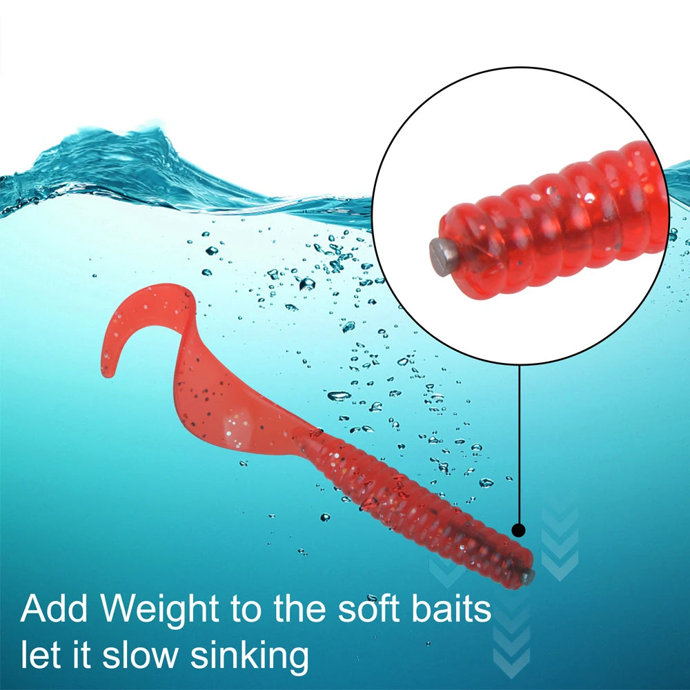 20Pcs Fishing Tungsten Nail Weights Pagoda Wacky Nail Sinkers Pencil Worm Insert Fishing Weights for Carolina Rig Texas Rig