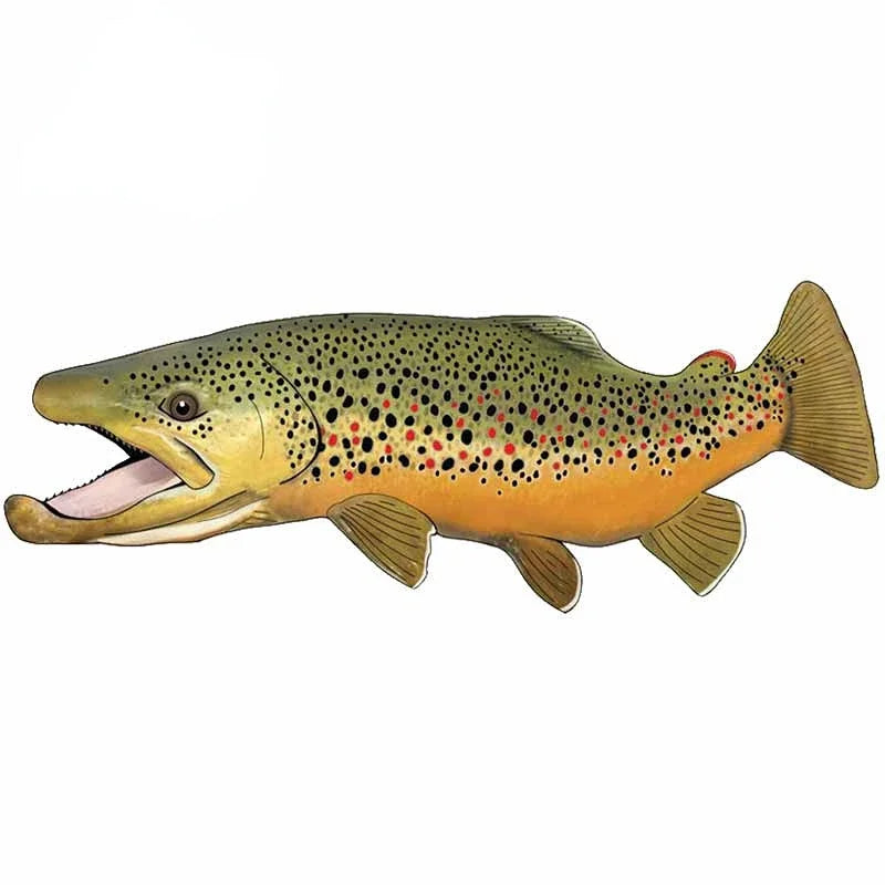 New Design Creative Cartoon Snake River Mountain Trout Sticker Bumper Grille Fishing Art Waterproof Car Sticker, 13cm