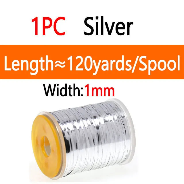Bimoo 0.3mm /1mm Fly Tying Flat Mylar Tinsel Holographic Flash Tinsel Dry Wet Nymph Streamer Trout Fishing Fly Tying Material