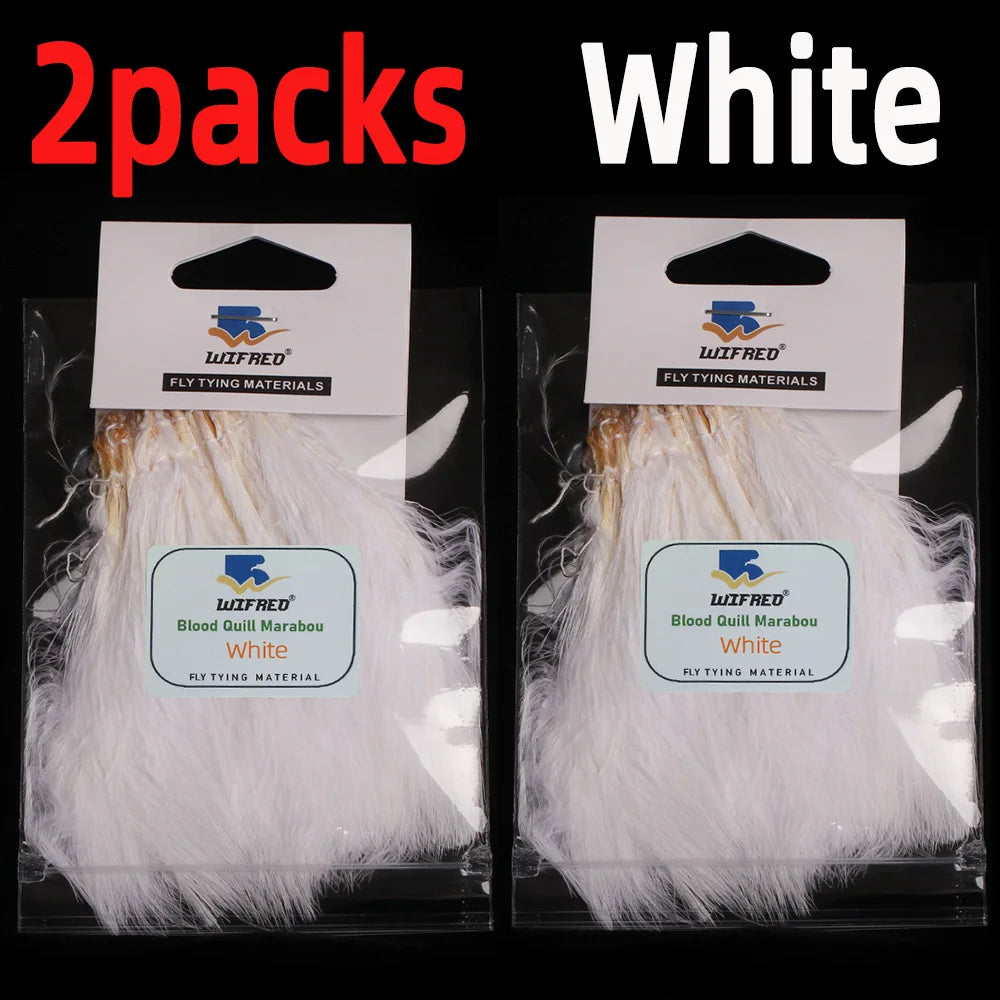 Wifreo 2packs Blood Quill Marabou Feather Fly Tying Materials for Fly Fishing Flies Woolly Bugger Streamer Fly Fishing Lures
