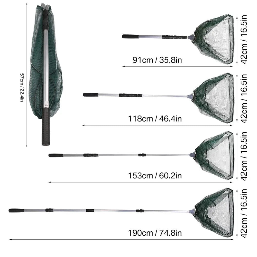 190cm/57cm Telescopic Landing Net Folding Fishing Pole Extending