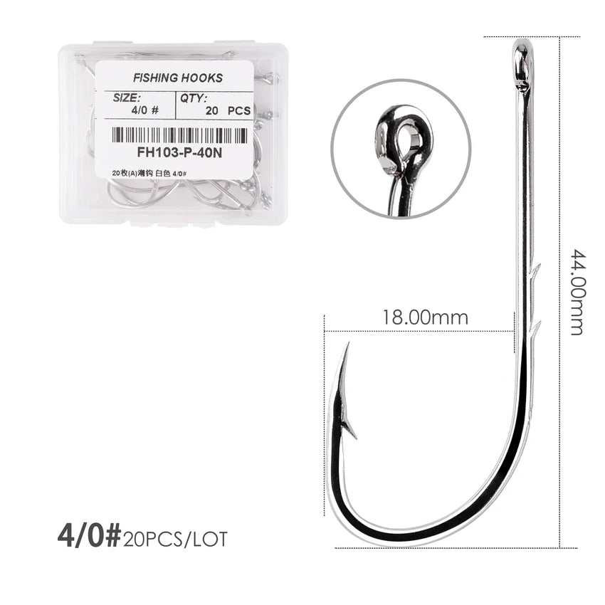 50 / 20 pcs Barbed Fishing Hooks Sea Worm Carp Single Circle Hook Set Fly Fishing Accessories Tackle Carbon Steel Fishhook