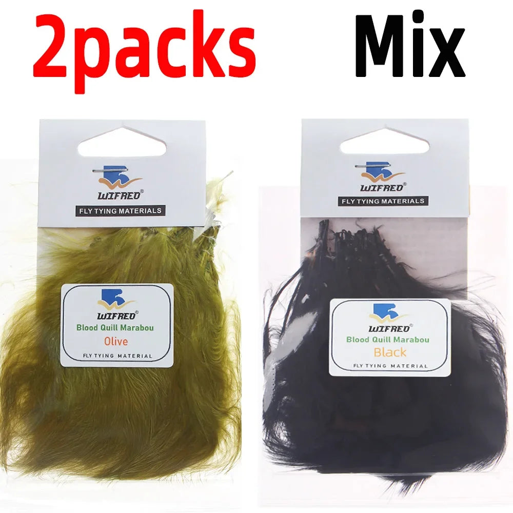 Wifreo 2packs Blood Quill Marabou Feather Fly Tying Materials for Fly Fishing Flies Woolly Bugger Streamer Fly Fishing Lures