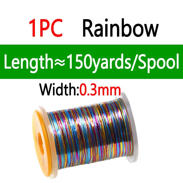 Bimoo 0.3mm /1mm Fly Tying Flat Mylar Tinsel Holographic Flash Tinsel Dry Wet Nymph Streamer Trout Fishing Fly Tying Material