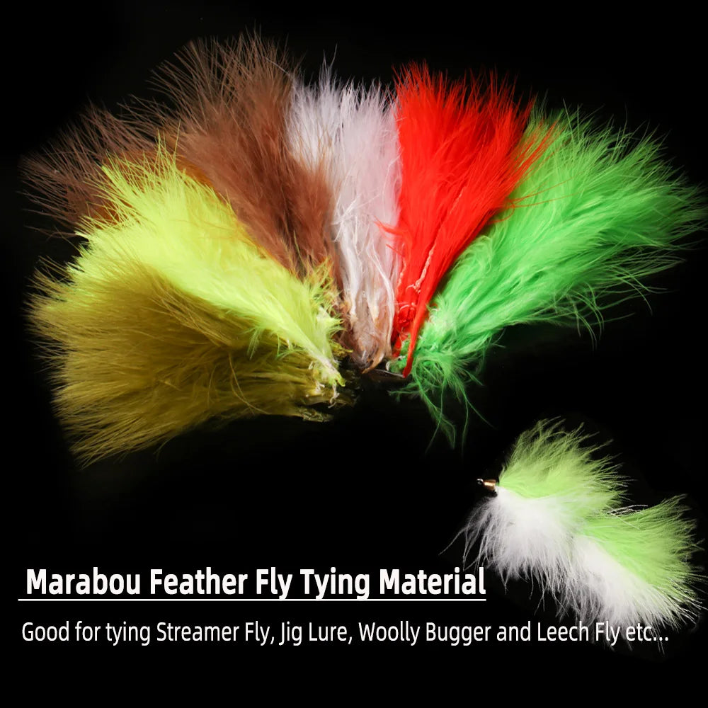 Wifreo 2packs Blood Quill Marabou Feather Fly Tying Materials for Fly Fishing Flies Woolly Bugger Streamer Fly Fishing Lures