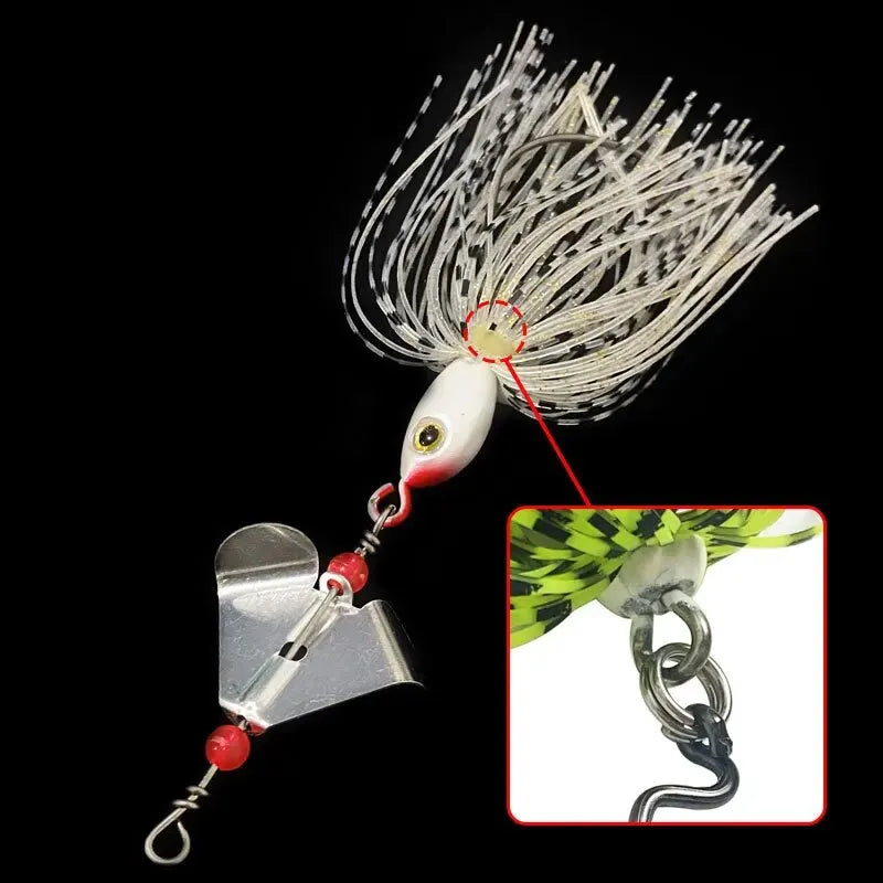 BURLE Spinner Bait Rubber Jigs 2 Blades Spoon Lead Head Pike Fishing Lure