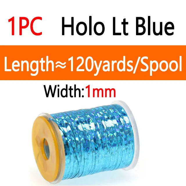 Bimoo 0.3mm /1mm Fly Tying Flat Mylar Tinsel Holographic Flash Tinsel Dry Wet Nymph Streamer Trout Fishing Fly Tying Material
