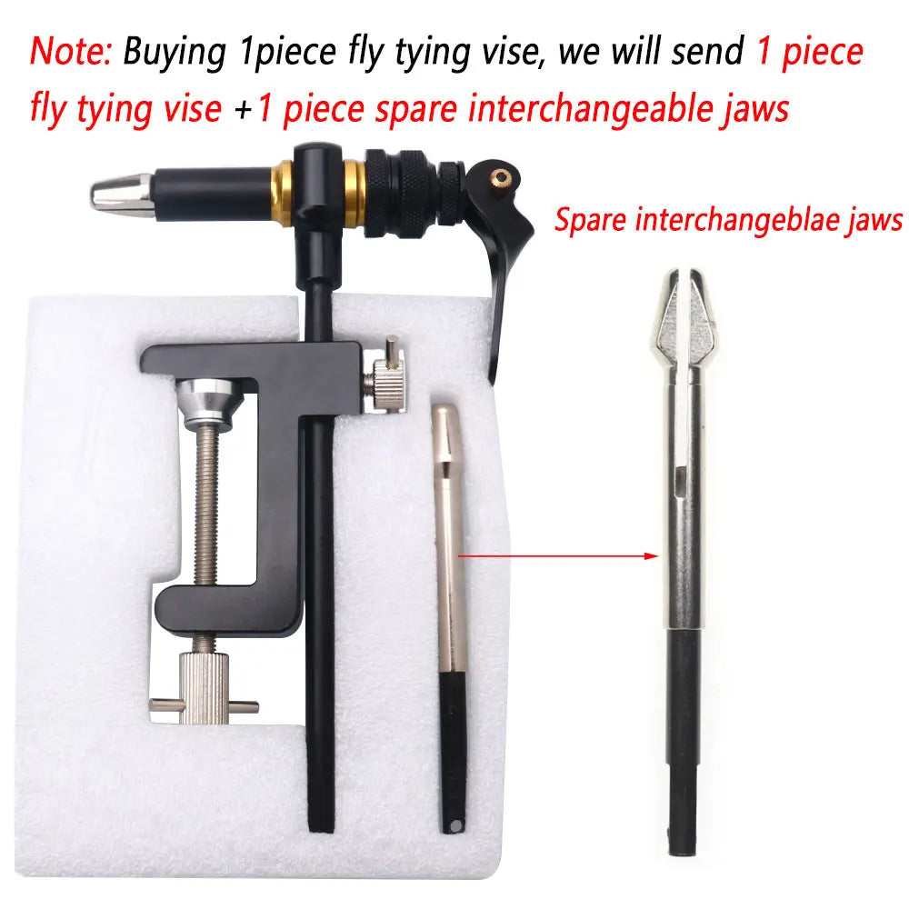 Bimoo 360° Rotation C-Clamp Fly Tying Vise Hardened Steel Jaws Jig Lure Making Tool Fly Tying Tool Kit 300D Assist Binding Threa