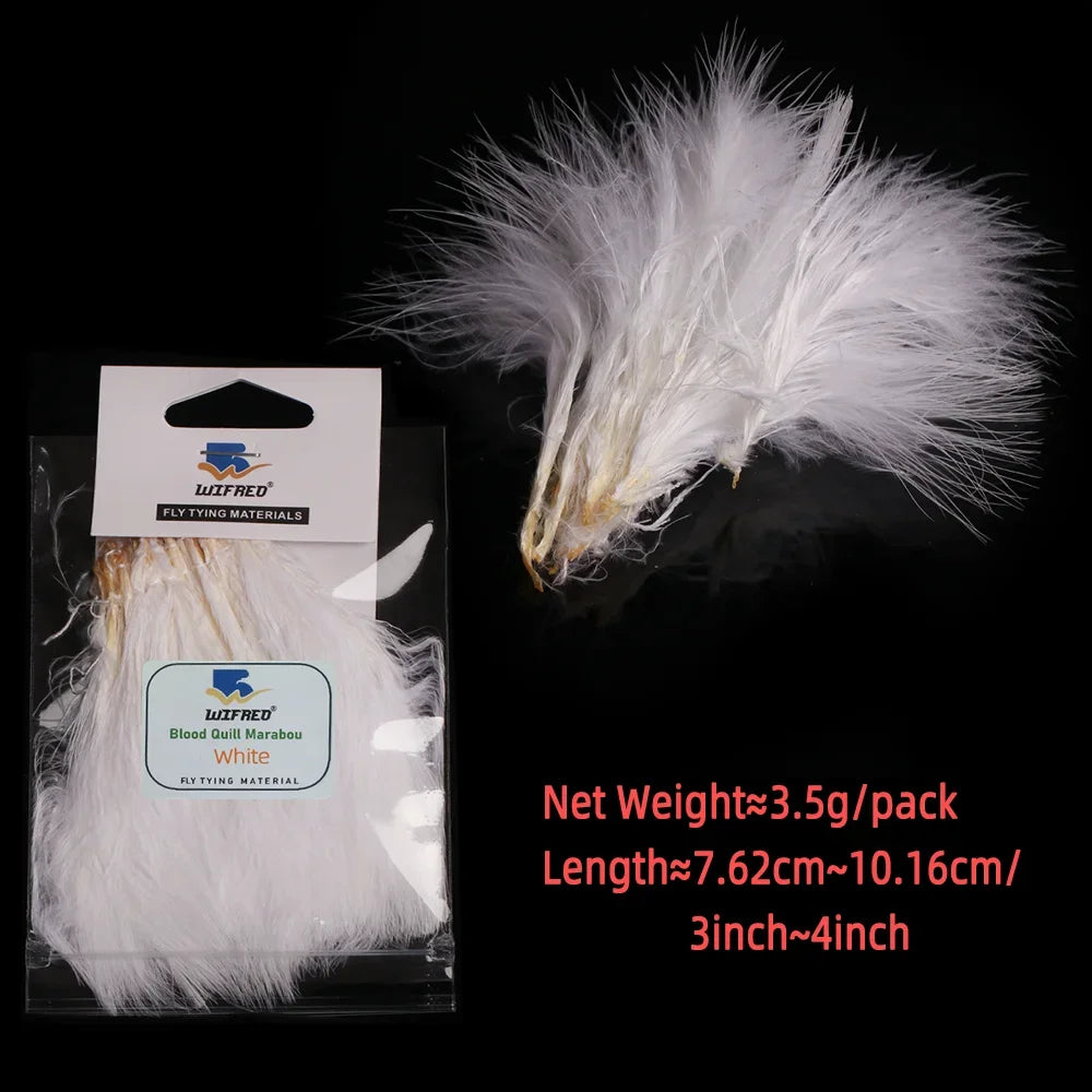 Wifreo 2packs Blood Quill Marabou Feather Fly Tying Materials for Fly Fishing Flies Woolly Bugger Streamer Fly Fishing Lures