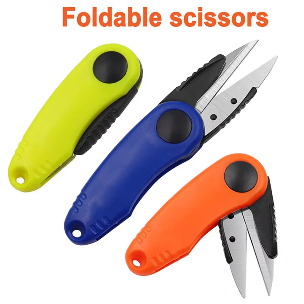 Folding Scissors Shrimp-Shaped Stainless Steel Scissors Clipper Nipper Fish Use Fishing Line Cutter Accessories For Fishing