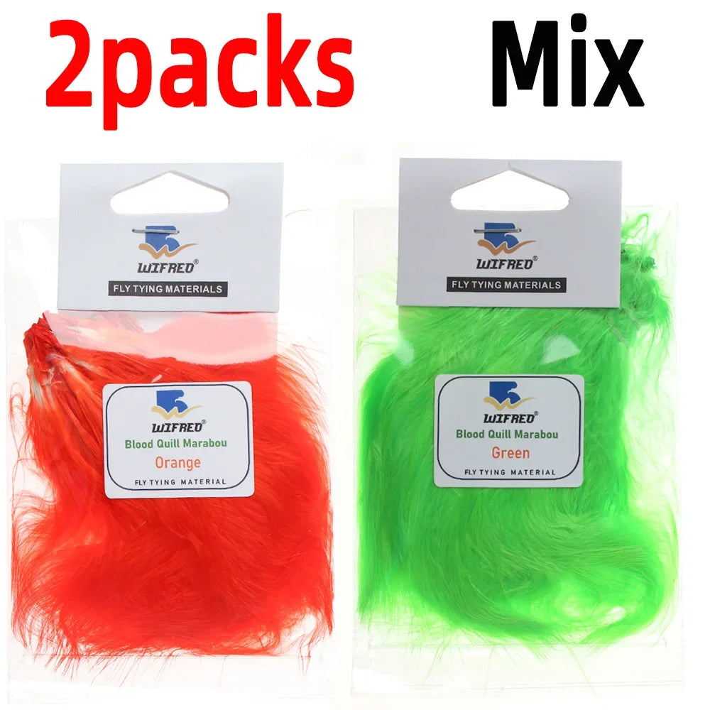 Wifreo 2packs Blood Quill Marabou Feather Fly Tying Materials for Fly Fishing Flies Woolly Bugger Streamer Fly Fishing Lures