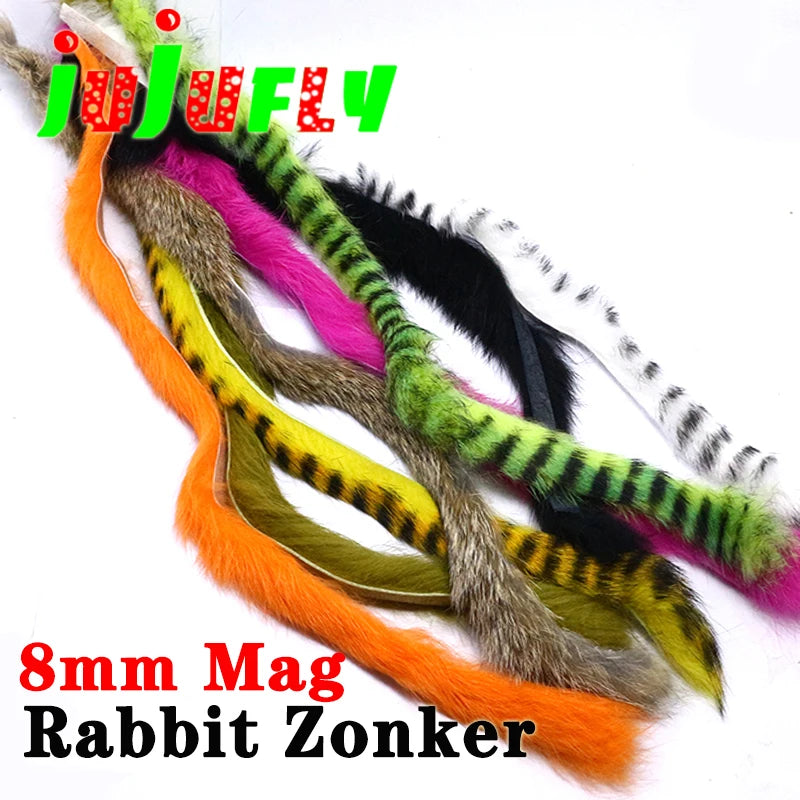 3strips/pack fly tying magnum zonker rabbit strips 8mm width larger zonker for Pike&Musky big streamer pattern&saltwater flies