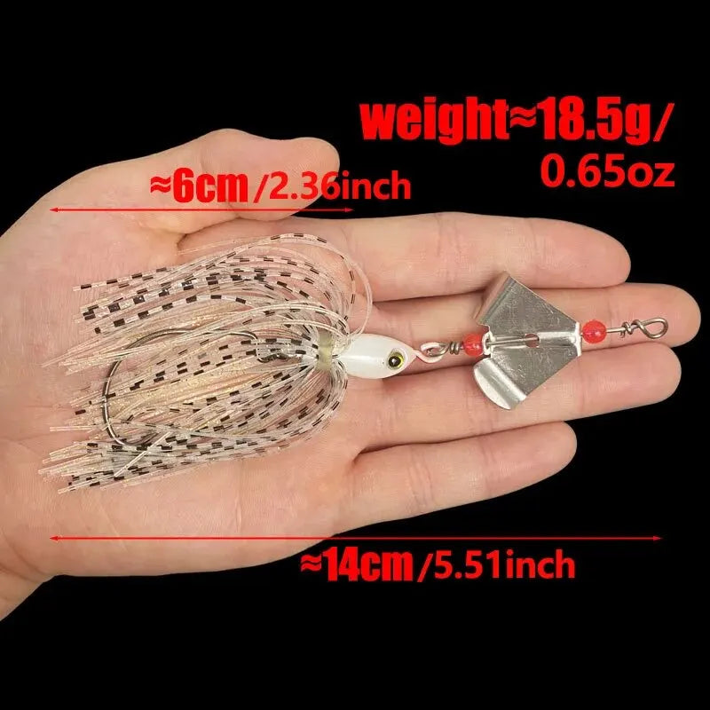 BURLE Spinner Bait Rubber Jigs 2 Blades Spoon Lead Head Pike Fishing Lure