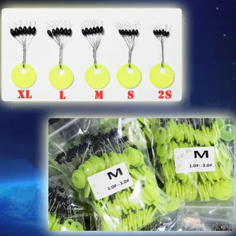 600/120PC 100/20 Group Set Rubber Silicon Space Bean Sea Carp Fishing Black Rubber Oval Stopper Fishing Float Fishing Bobber
