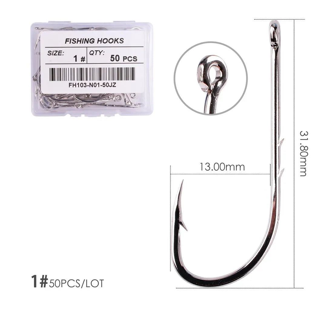 50 / 20 pcs Barbed Fishing Hooks Sea Worm Carp Single Circle Hook Set Fly Fishing Accessories Tackle Carbon Steel Fishhook