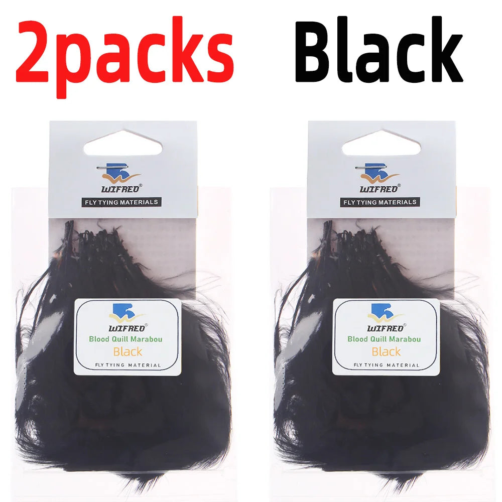 Wifreo 2packs Blood Quill Marabou Feather Fly Tying Materials for Fly Fishing Flies Woolly Bugger Streamer Fly Fishing Lures