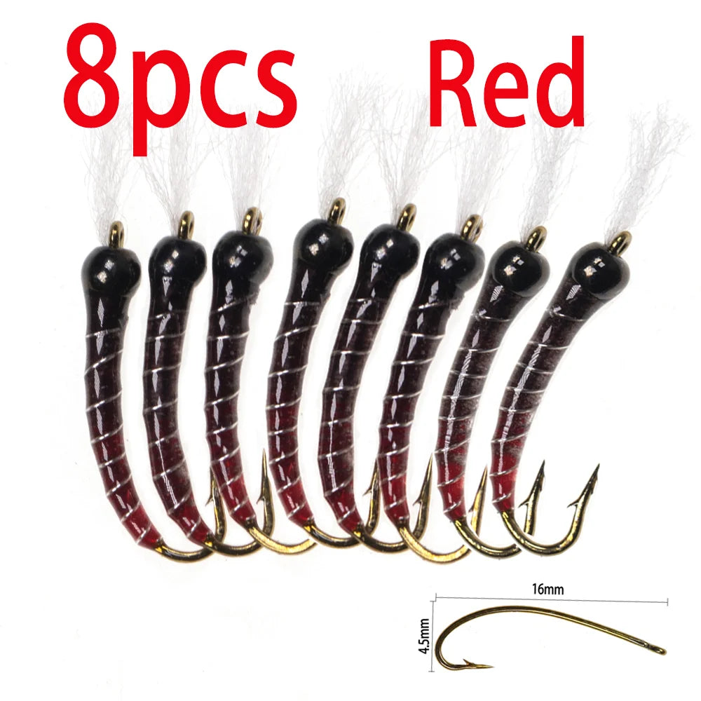 Epoxy Midges Nymph Flies Brass Bead Head Buzzer Midge Barbed Bronze Fly Hook Fly Fishing Trout Fishing Lure Baits Fishing Tackle