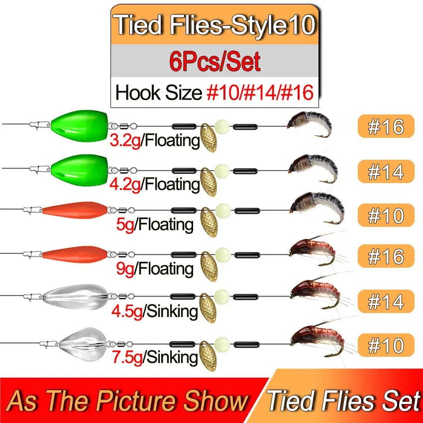 Ready Tied Flies Set with Spinners Spoon/Thrower For Trout Fishing for Fly Fishing Normal Rod/Reel Fishing Lure Artificial Bait