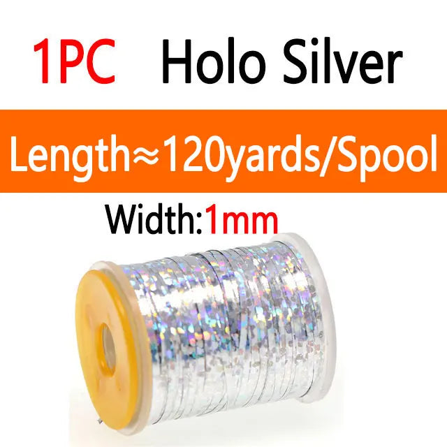 Bimoo 0.3mm /1mm Fly Tying Flat Mylar Tinsel Holographic Flash Tinsel Dry Wet Nymph Streamer Trout Fishing Fly Tying Material