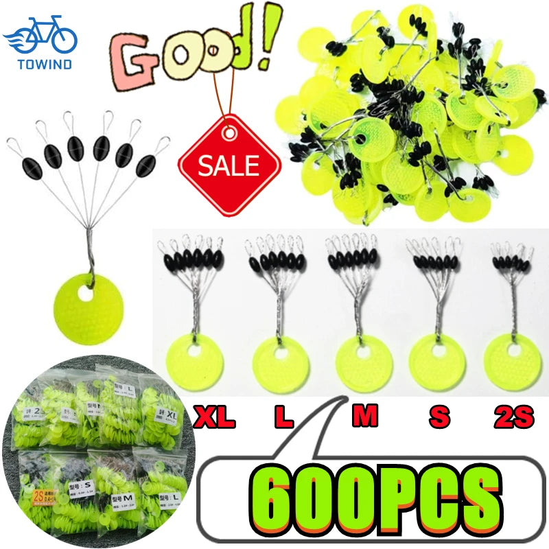 600/120PC 100/20 Group Set Rubber Silicon Space Bean Sea Carp Fishing Black Rubber Oval Stopper Fishing Float Fishing Bobber