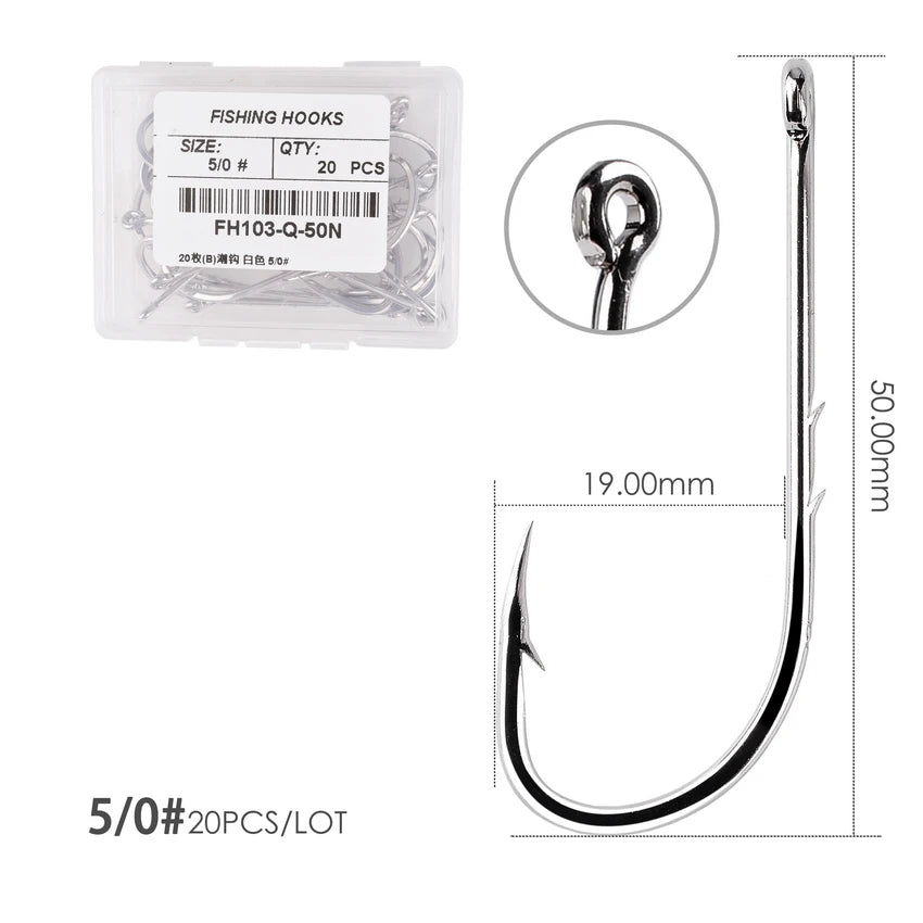 50 / 20 pcs Barbed Fishing Hooks Sea Worm Carp Single Circle Hook Set Fly Fishing Accessories Tackle Carbon Steel Fishhook