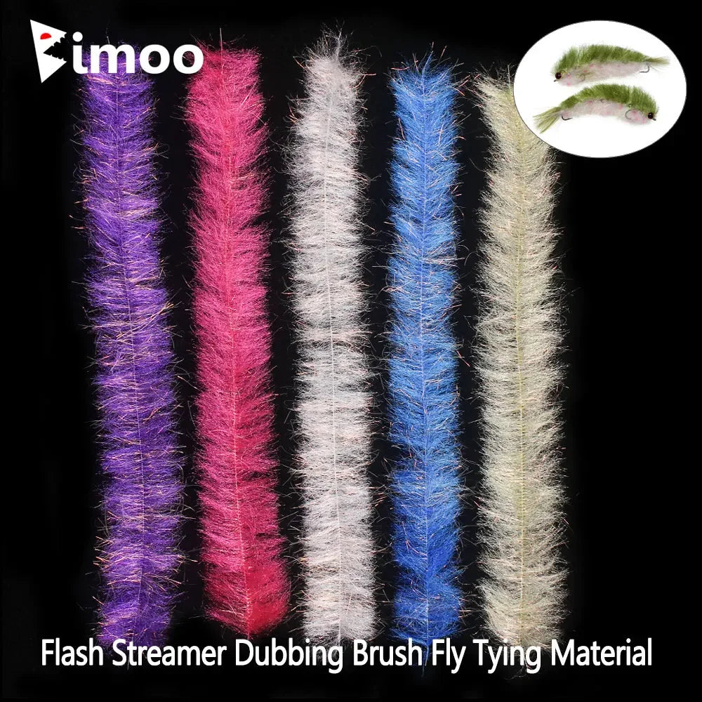 Bimoo 1Pack Flash Streamer Dubbing Brush Fly Tying Material For Minnow Baitfish Streamer Pike Steelhead Saltwater Fishing Lures