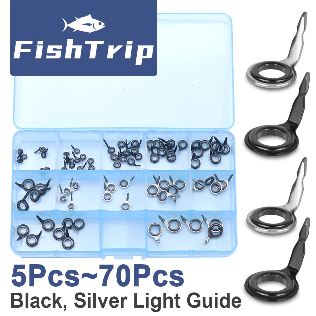 FishTrip Single Foot Fishing Rod Guides Repair Kit Micro Guides for Light-spinning, Casting Rod 0.076g~0.77g