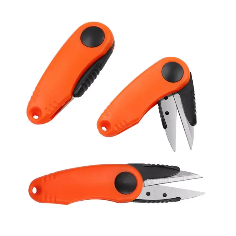 Folding Scissors Shrimp-Shaped Stainless Steel Scissors Clipper Nipper Fish Use Fishing Line Cutter Accessories For Fishing