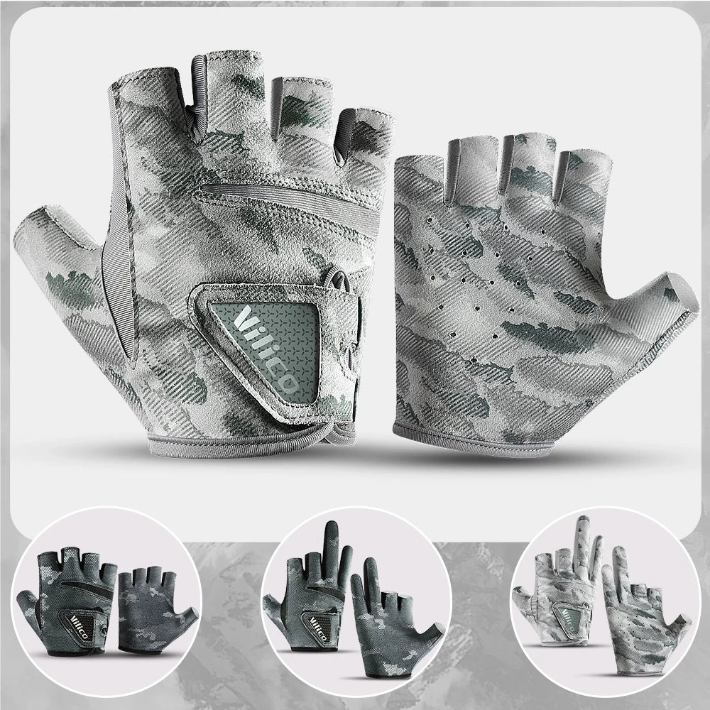 Kyncilor Half Finger Outdoor Professional Fishing Bicycle Fitness Leisure Sports Gloves Anti Slip Wear Resistant Fishing Gloves