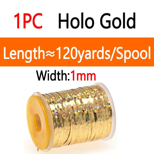 Bimoo 0.3mm /1mm Fly Tying Flat Mylar Tinsel Holographic Flash Tinsel Dry Wet Nymph Streamer Trout Fishing Fly Tying Material