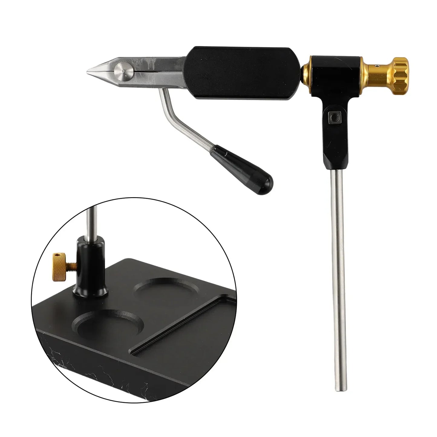 Functional Fly Tying Vise-degrees 19*18*12cm Black Fly Tying Tool Hook Lures Metal Rotation Fly Fishing Flies